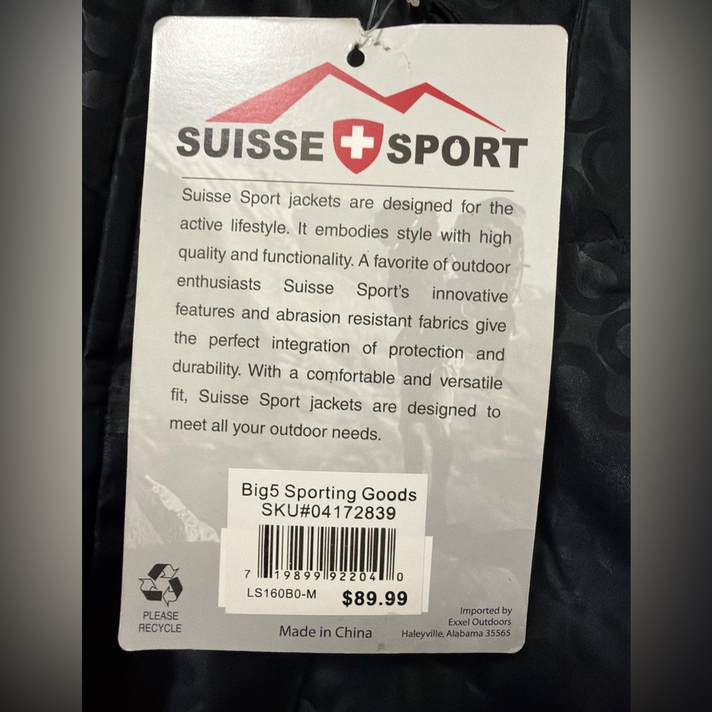 Suisse Sport Black Patterned Jacket NWT - Picture 5 of 7